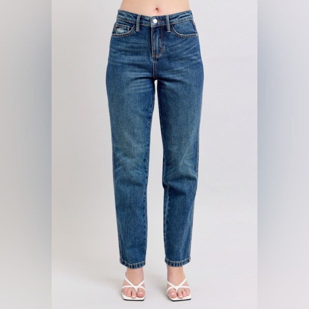 Judy Blue Rigid Magic High-Rise Tummy Jeans Straight Leg Relaxed Fit Denim Pants - Picture 9 of 14